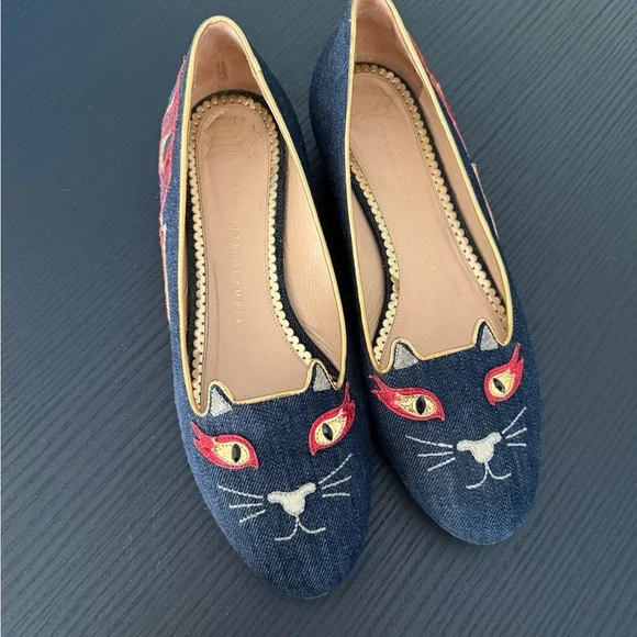 Charlotte Olympia Red and Black Flame Flats - Picture 2 of 4